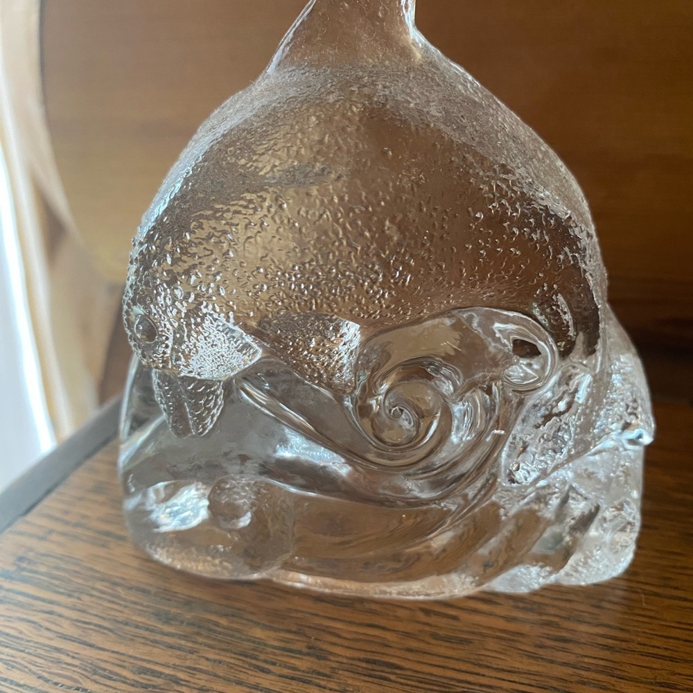 1980s Partylite Glass Dolphin Tea Light Holder Vintage